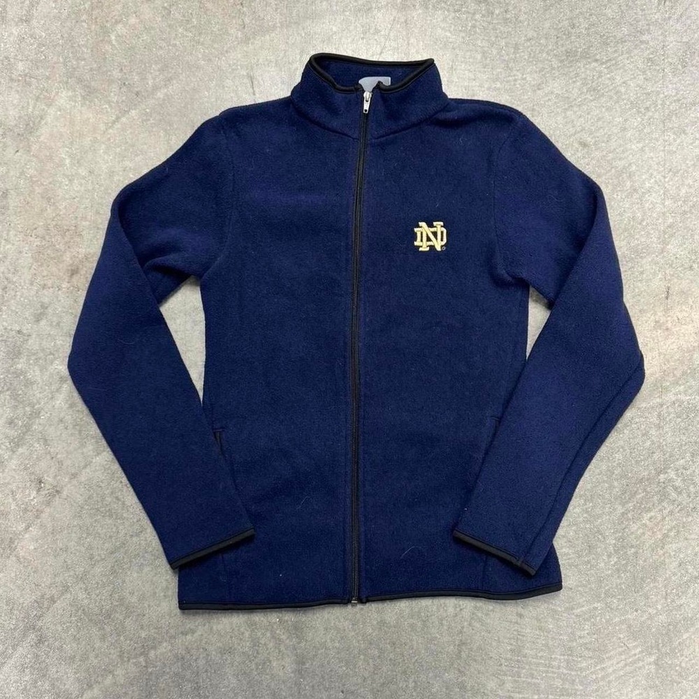 Women's Notre Dame Fleece Zip Up Embroidered Jacket Fitted Petite Medium